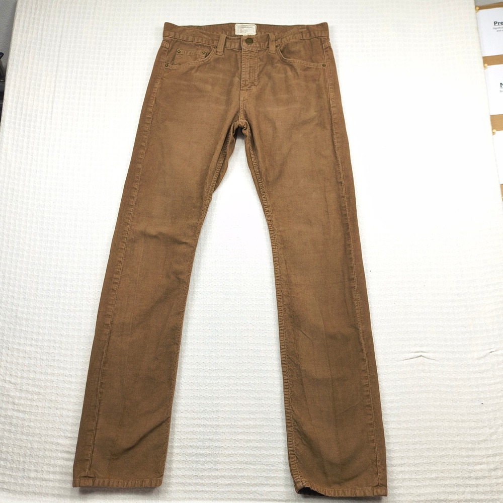 Current Elliott Men The Slim Straight Corduroy Pants 34 Tobacco Brown M1014-0226